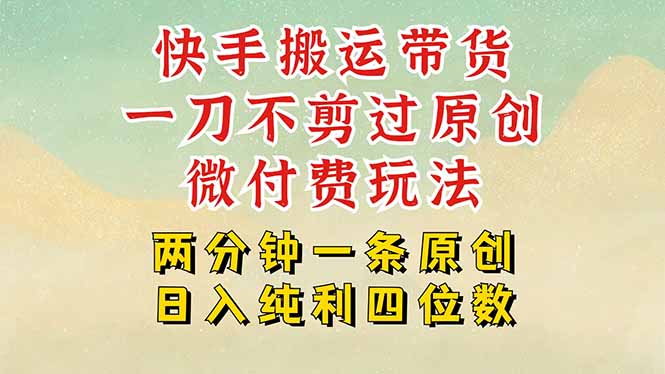 快手黑科技搬运带货，一刀不剪过原创，微付费投流玩法，轻松日入四位数…-副业宝典