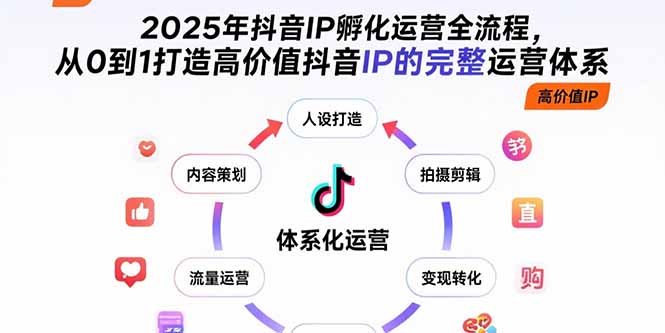 2025年抖音IP孵化运营全流程，从0到1打造高价值抖音IP的完整运营体系-副业宝典