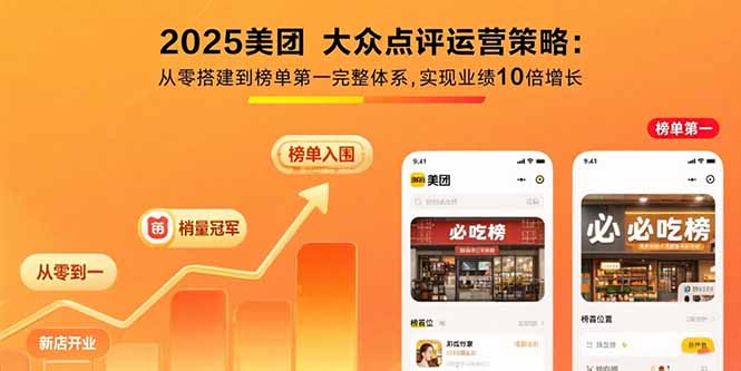 2025美团 大众点评运营策略:从零搭建到榜单第一完整体系,实现业绩10倍增长-副业宝典