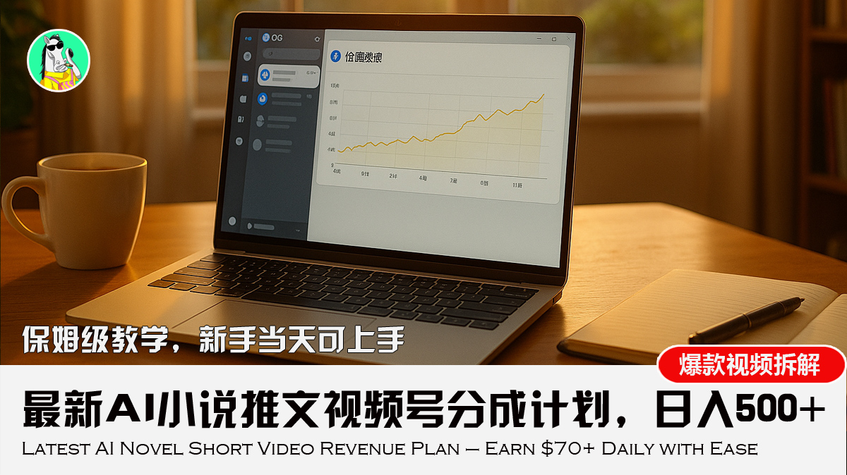 最新AI小说推文视频号分成计划，新手小白也能当天日入500+教程-副业宝典