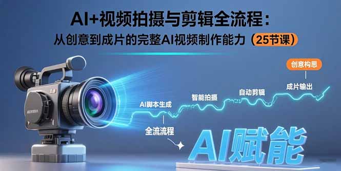 AI+视频拍摄与剪辑全流程：从创意到成片的完整AI视频制作能力(25节课-副业宝典