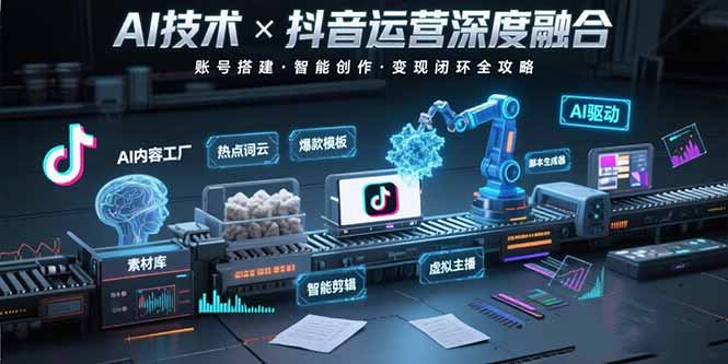 AI技术与抖音运营的深度融合应用：涵盖账号搭建、内容创作、收益变现等-副业宝典