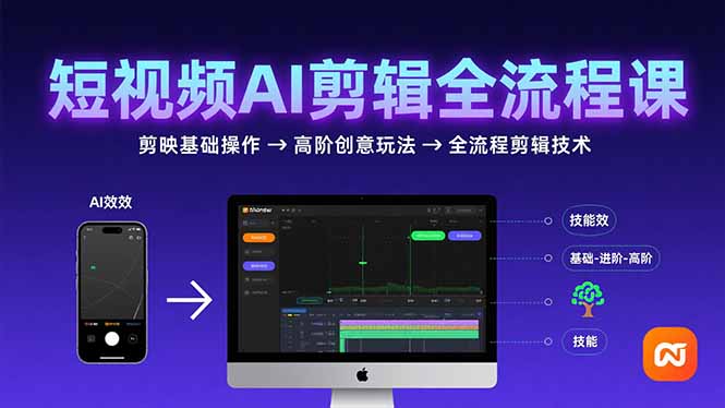 短视频AI剪辑技能，从剪映基础操作到高阶创意玩法，全流程剪辑技术-副业宝典