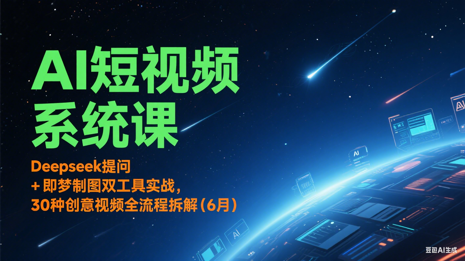 AI短视频系统课：Deepseek提问 + 即梦制图双工具实战，30种创意视频全流程拆解(6月)-副业宝典