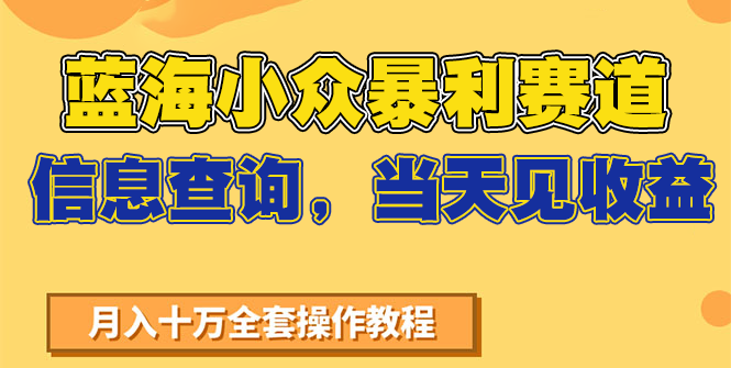 蓝海小众暴利赛道，信息查询，当天见收益，不讲玄学，7天搞了2万+-副业宝典