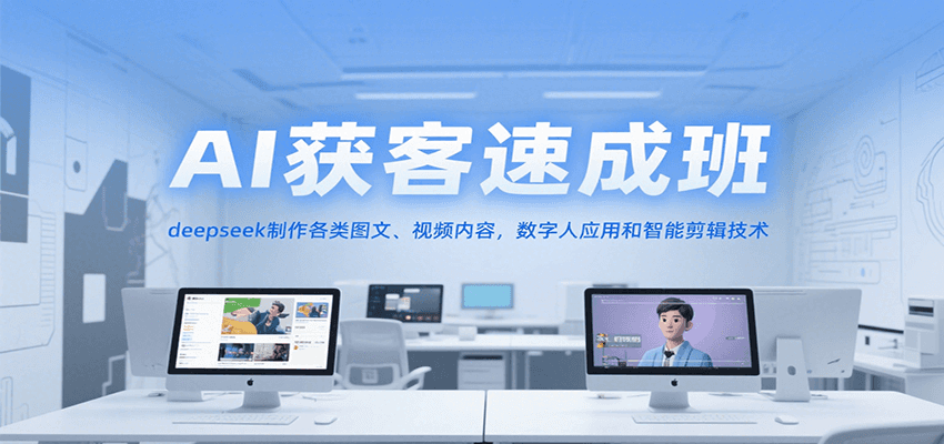 AI获客速成班，deepseek制作各类图文、视频内容，数字人应用和智能剪辑技术-副业宝典
