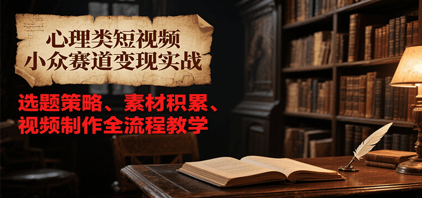 心理类短视频小众赛道变现实战，选题策略、素材积累、视频制作全流程教学-副业宝典