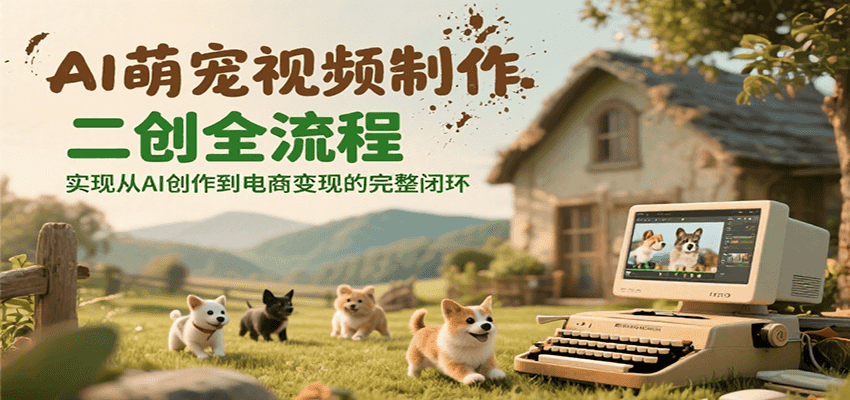 AI萌宠视频制作二创全流程，实现从AI创作到电商变现的完整闭环-副业宝典