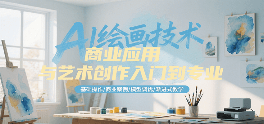 AI绘画技术商业应用与艺术创作入门到专业，基础操作/商业案例/模型调优/渐进式教学-副业宝典