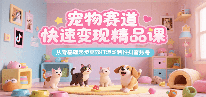 宠物赛道快速变现精品课，从零基础起步高效打造盈利性抖音账号-副业宝典