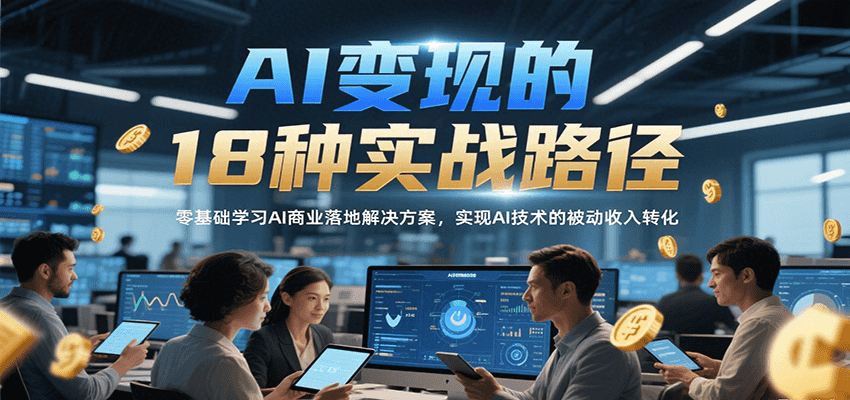 AI变现的18种实战路径，零基础学习AI商业落地解决方案，实现AI技术的被动收入转化-副业宝典