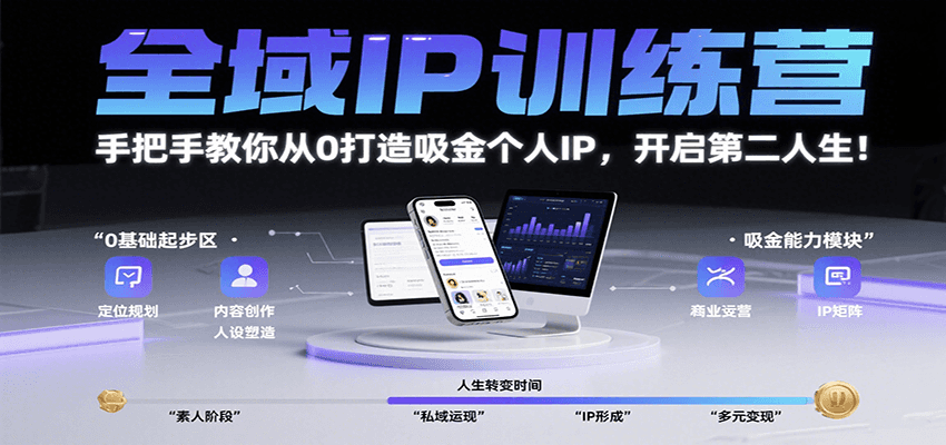 全域IP训练营，手把手教你从0打造吸金个人IP，开启第二人生！-副业宝典