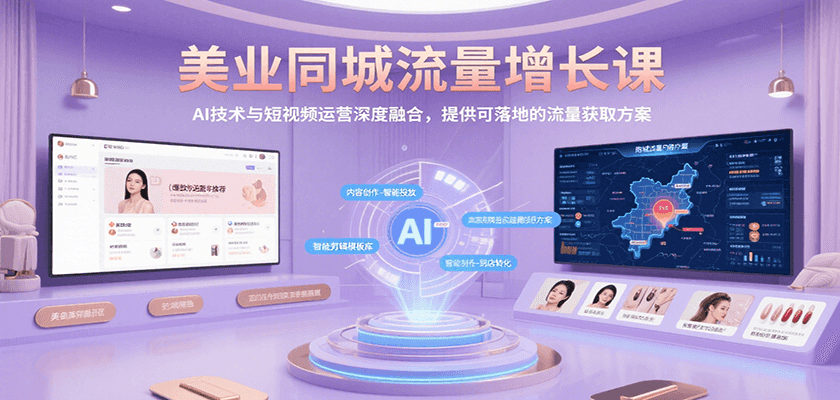 美业同城流量增长课，AI技术与短视频运营深度融合，提供可落地的流量获取方案-副业宝典