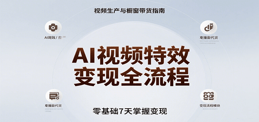 AI视频特效变现全流程，零基础7天掌握视频生产到橱窗带货变现-副业宝典