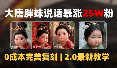 AI大唐胖贵妃说话2.0，40条视频暴涨40w粉，附独家变现攻略-副业宝典