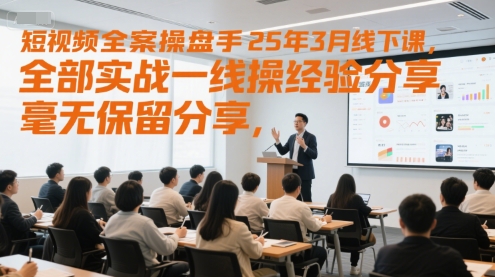 短视频全案操盘手25年3月线下课，全部实战一线操盘手经验分享，毫无保留分享，全是干货-副业宝典