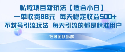 私域项目新玩法【适合小白】 一单收费88.每天稳定收益几张-副业宝典