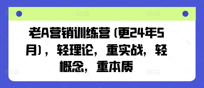 老A营销训练营(更25年6月)，轻理论，重实战，轻概念，重本质-副业宝典