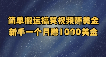 简单搬运搞笑视频挣美金，新手一个月入1k美金-副业宝典