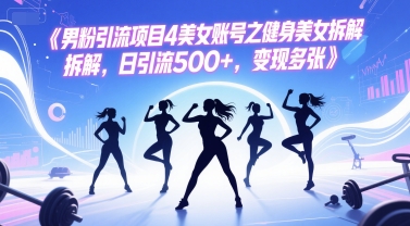 男粉引流项目4美女账号之健身美女拆解，日引流500+，变现多张-副业宝典
