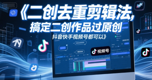 短视频二创去重剪辑法，搞定二创作品过原创，抖音快手视频号都可以-副业宝典