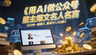 用AI做公众号流量主爆文名人名言，10分钟一篇爆文，最高月入5位数-副业宝典