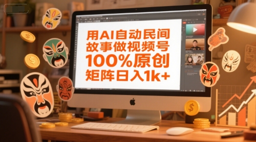 用AI自动民间故事做视频号，100%原创，矩阵日入1k+-副业宝典
