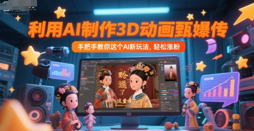 利用AI制作3D动画甄嬛传，流量爆了，手把手教你这个AI新玩法，轻松涨粉-副业宝典