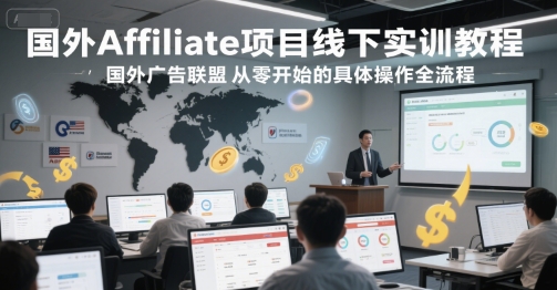 国外Affiliate项目线下实训教程，国外广告联盟从零开始的具体操作全流程-副业宝典