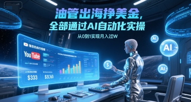 油管出海挣美金，全部通过AI自动化实操，从0到1实现月入过W-副业宝典