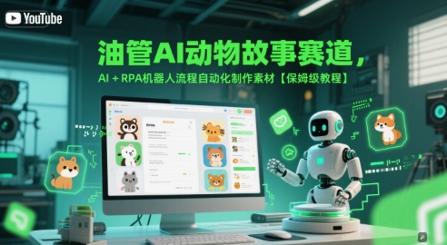 油管AI动物故事赛道，AI+RPA机器人流程自动化制作素材【保姆级教程】-副业宝典