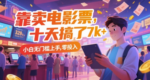 靠卖电影票，十天搞了7k+，小白无门槛上手，零投入【揭秘】-副业宝典