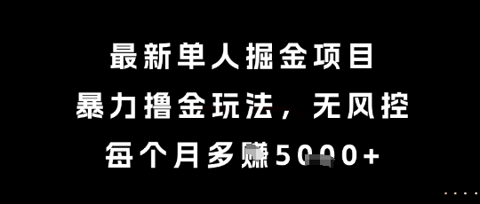 最新单人掘金项目，暴力撸金玩法，无风控，每个月多挣5k+【揭秘】-副业宝典
