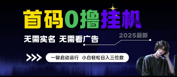 首码0撸挂G项目，无需实名无需看广告 一键启动运行，小白轻松日入三位数【揭秘】-副业宝典