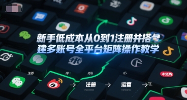 新手低成本从0到1注册并搭建多账号全平台矩阵操作教学，手机号-邮箱-IP-工具-副业宝典
