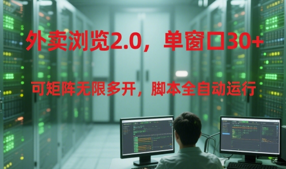 外卖浏览2.0，单窗口30+可矩阵无限多开，脚本全自动运行【揭秘】-副业宝典
