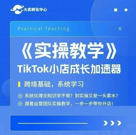 大卖家孵化中心TikTok实操课，TikTok小店成长加速器，跨境基础系统学习，一步一步带你开店-副业宝典