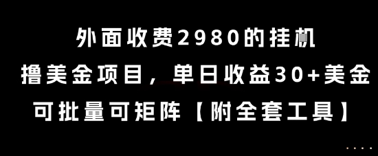 外面收费2980的挂G撸美金项目，单日收益30+美金，可批量可矩阵【揭秘】-副业宝典