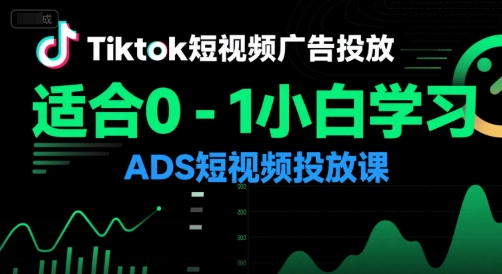 Tiktok短视频广告投放，适合0-1小白学习ADS短视频投放课-副业宝典