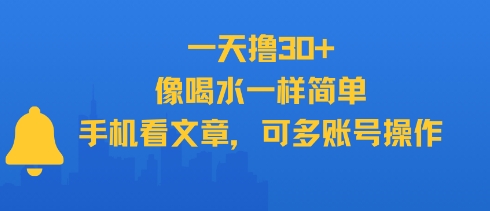 一天撸30+，像喝水一样简单，手机看文章，可多账号操作-副业宝典