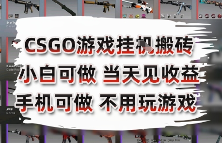 CSGO游戏挂G搬砖，小白纯手机即可操作，不用电脑打游戏，日入3张+，副业网创项目【揭秘】-副业宝典