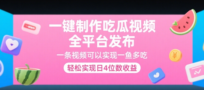 一键制作吃瓜视频，全平台发布，一条视频可以实现一鱼多吃，轻松实现日4位数收益【揭秘】-副业宝典