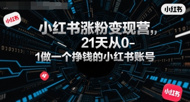 小红书涨粉变现营，21天从0-1做一个挣钱的小红书账号-副业宝典