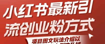 小红书最新引流创业粉方式，项目图文玩法介绍以及如何安全倒流私域-副业宝典