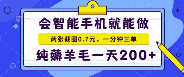 2025年零撸手机项目，二十秒一单，纯薅羊毛，一天200+做就有【揭秘】-副业宝典