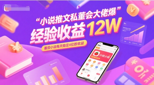小说推文私董会大佬爆单经验分享收益12W，番茄小说每天稳定4位数收益-副业宝典