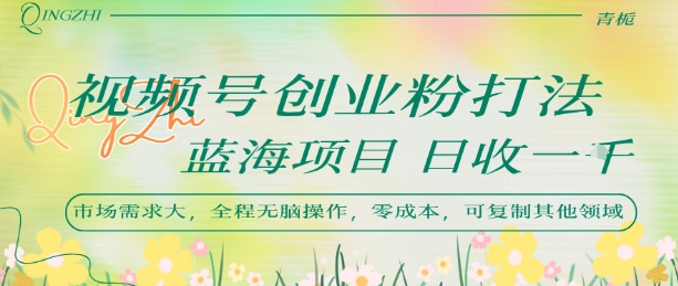 视频号创业粉打法，日入1k，蓝海项目，市场需求大，全程无脑操作，可复制-副业宝典