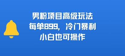 男粉项目高级玩法，每单899，冷门暴利，小白也可操作-副业宝典
