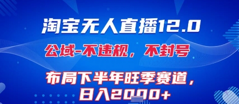 淘宝无人直播12.0，不封号，不违规，布局下半年旺季赛道，日入1k+(独家技术)【揭秘】-副业宝典
