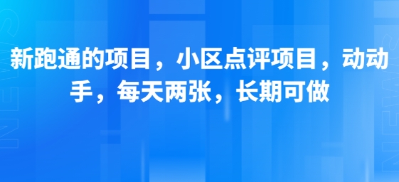 新跑通的项目，小区点评项目，动动手，每天两张，长期可做-副业宝典